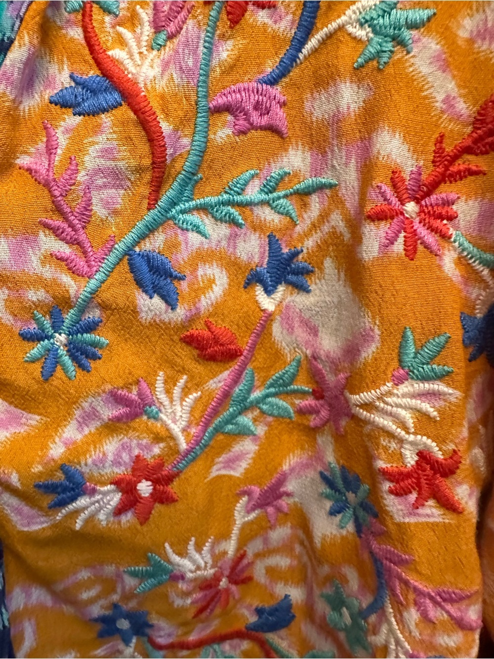 John Mark Multicolor Embroidered Tunic in Orange , blue, purple - Picture 2 of 7